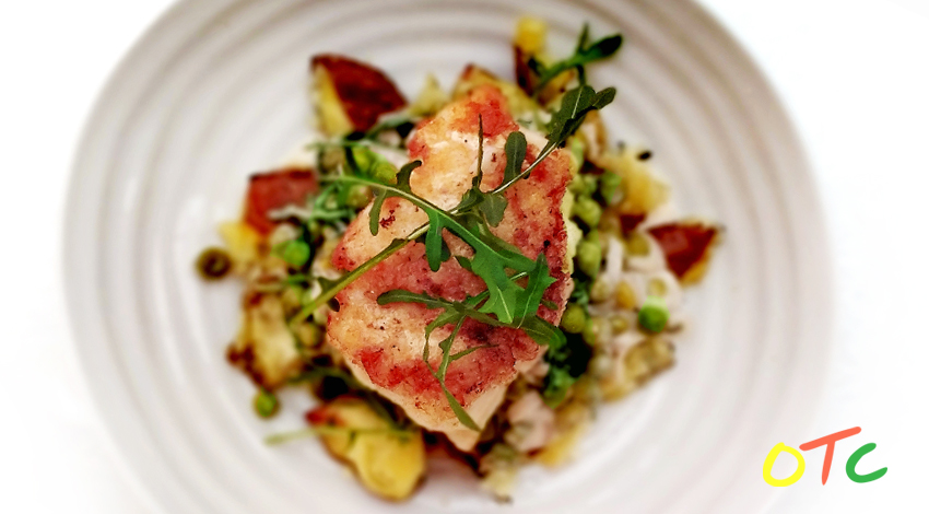Cod with Horseradish Peas and Crushed Potatoes
