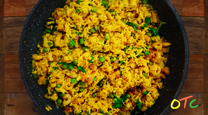 Turmeric Prawns with Turmeric Coconut Rice