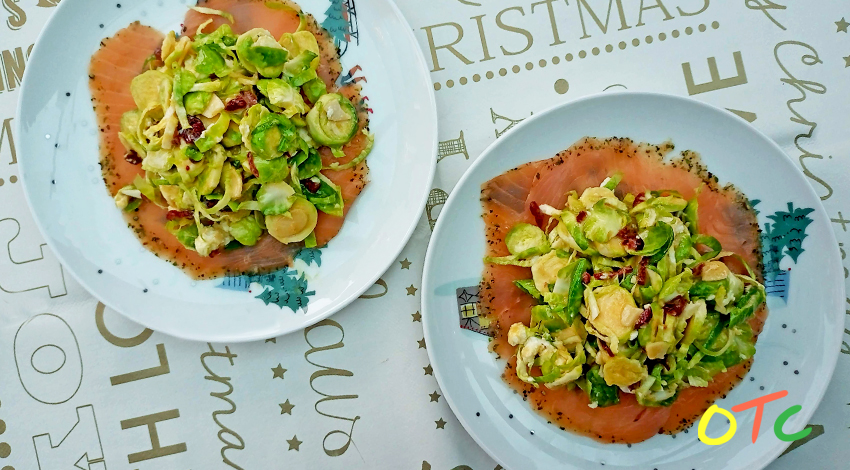 Brussel Sprout Salad and Smoked Salmon