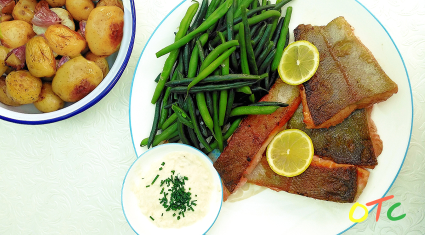 Trout, Green Beans and Garlic Potatoes