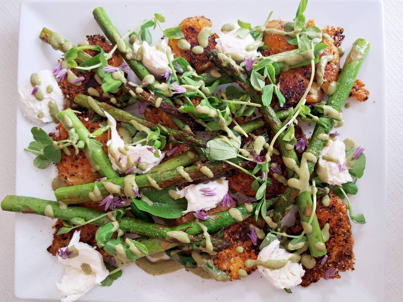 Parmesan Crusted New Potatoes and Asparagus